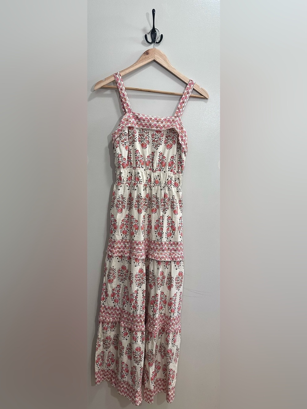Sincerely Jules Floral Pink and Beige Boho Maxi Dress Size M
